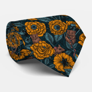 Das Mäuse-Party in Orange und Blau Krawatte