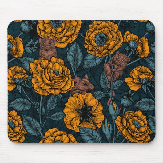 Das Mäuse-Party in Orange und Blau Mousepad (Vorne)