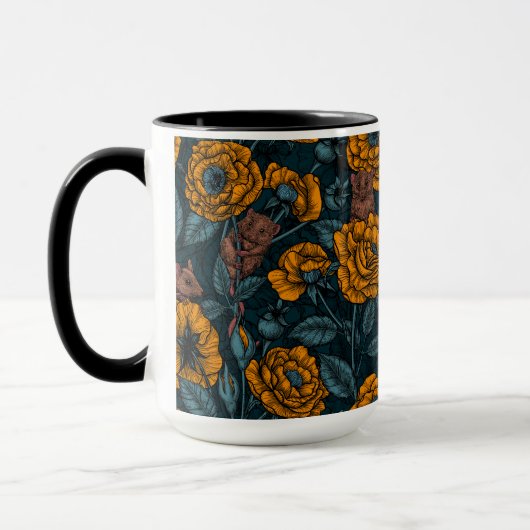 Das Mäuse-Party in Orange und Blau Tasse (Links)