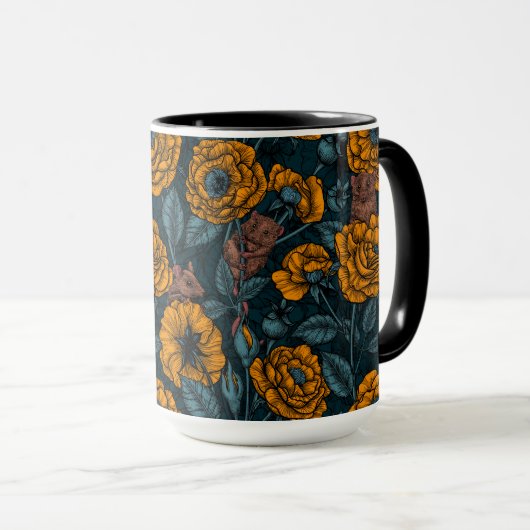 Das Mäuse-Party in Orange und Blau Tasse (VorderseiteRechts)