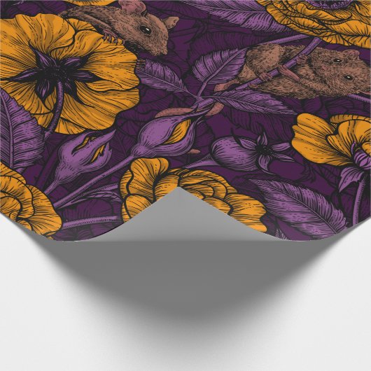 Das Mäuse-Party in Orange und Violett Geschenkpapier (Ecke)