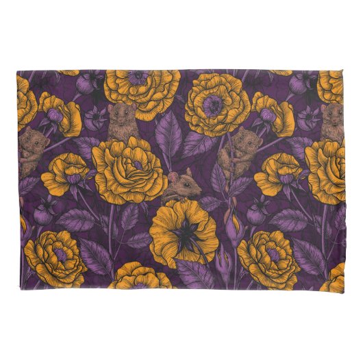 Das Mäuse-Party in Orange und Violett Kissenbezug (Vorderseite)