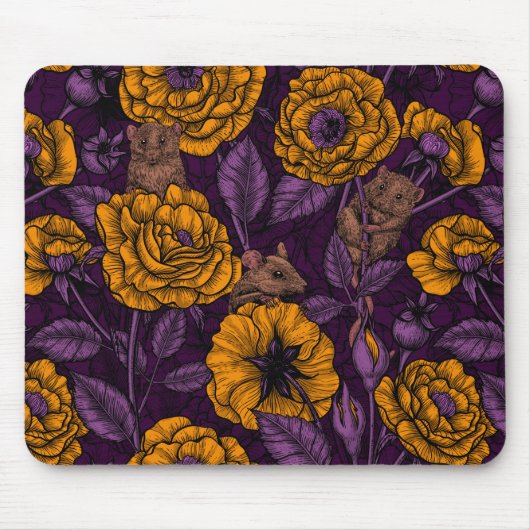 Das Mäuse-Party in Orange und Violett Mousepad (Vorne)