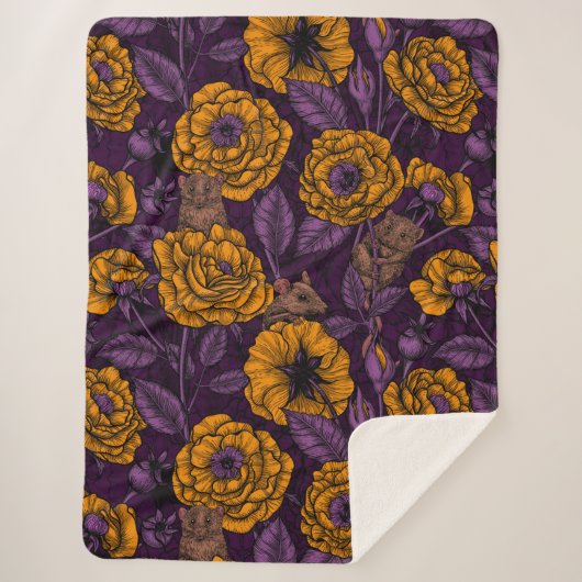 Das Mäuse-Party in Orange und Violett Sherpadecke (Vorderseite)