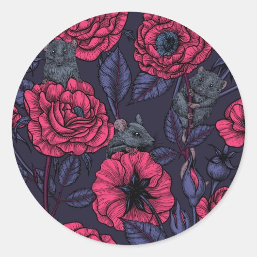 Das Mäuse-Party Runder Aufkleber (Vorderseite)