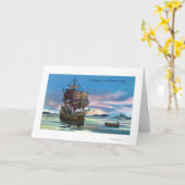 Das Mayflower, das im Jahre 1620 Szene landet Karte (Gelbe Blume)