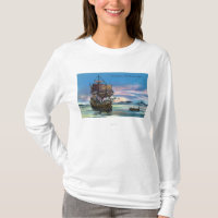 Das Mayflower, das im Jahre 1620 Szene landet