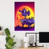 Das Mech im Mondschein | AI Art Poster (Heimbüro)