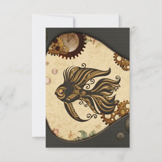 Das mechanische Wunder des Ozeans Steampunkfisch. Dankeskarte (Rückseite)