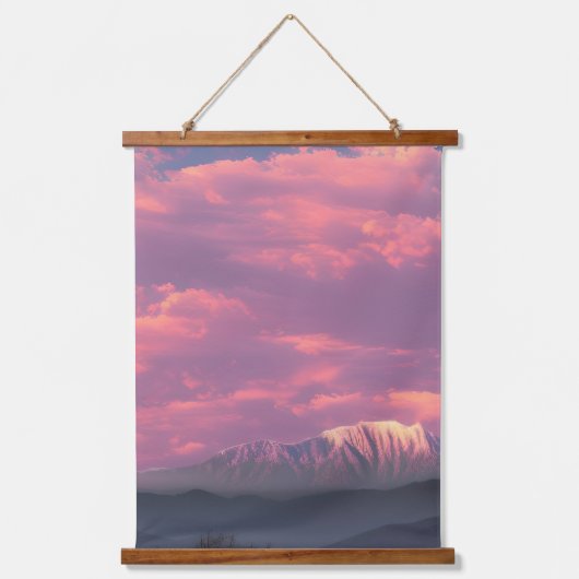 Das Meer der rosa Wolken Wandteppich Mit Holzrahmen (Vorderseite)