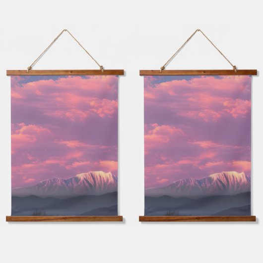 Das Meer der rosa Wolken Wandteppich Mit Holzrahmen (Doppelt)