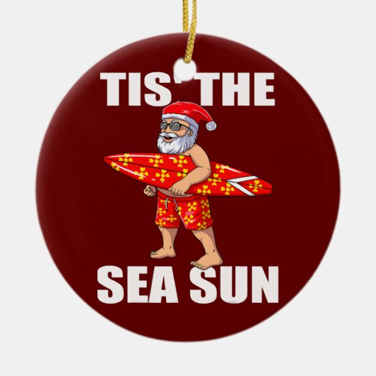 Das Meer Sun Santa Beach Santa Surfen Keramik Ornament (Vorne)