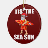 Das Meer Sun Santa Beach Santa Surfen Keramik Ornament (Links)