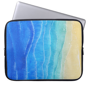 Das Meer und der Strand sind in Aquarellen gehalte Laptopschutzhülle