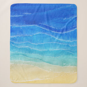 Das Meer und der Strand sind in Aquarellen gehalte Sherpadecke