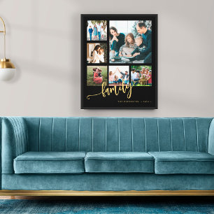 Das mehrfache Foto-Collage von Familienskripten is Leinwanddruck