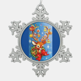 Das meiste schöne Vintage Weihnachtsrotwild-Ren Schneeflocken Zinn-Ornament