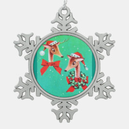 Das meiste schöne Vintage Weihnachtsrotwild-Ren Schneeflocken Zinn-Ornament