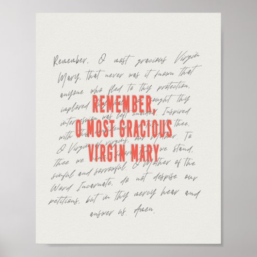 Das Memorare-Gebet-Poster Poster (Vorne)