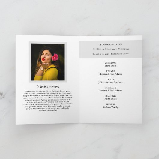 Das Memorial-Programm für den vollen Foto von Spei Programm (Innenseite)