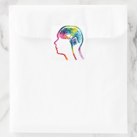 Das menschliche Gehirn Quadratischer Aufkleber (Tasche)