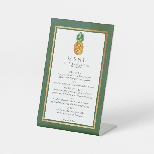 Das Menü der Hochzeitskampagne für Ananas Sockelschild (Vorderseite)