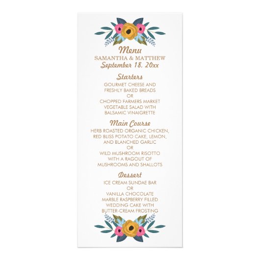 Das Menü der White Wedding Collection mit Blumenza (Vorne)