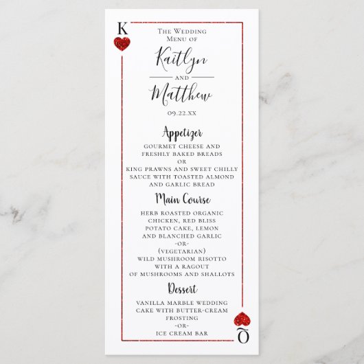 Das Menü für die Zusammenstellung von Monogram-Kar Menükarte (Vorderseite)