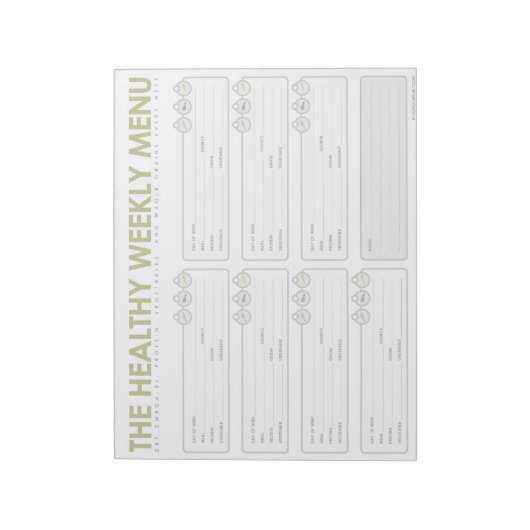 Das Menü "Gesunde Woche" Notizblock (Rotiert)
