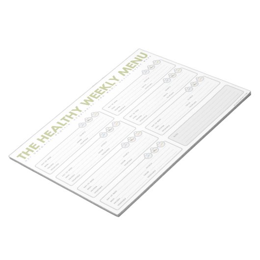 Das Menü "Gesunde Woche" Notizblock (angewinkelt)