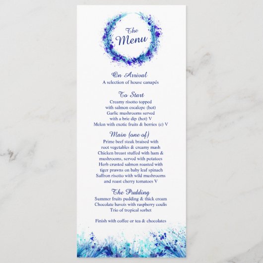 Das Menü platsche Kunstschmiede Aquarell Menükarte (Rückseite)