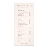 Das Menü "Simple Blush Pink Salon Price List Servi (Vorne)