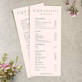 Das Menü "Simple Blush Pink Salon Price List Servi