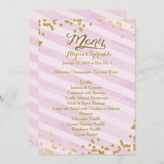 Das Menü, zum des Babys zusammenzubringen Menükarte (Vorne/Hinten)