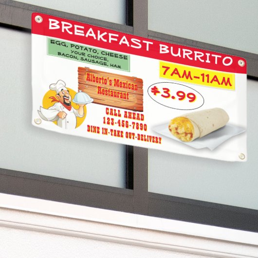 Das mexikanische Restaurant Breakfast Burrito ist Banner (Äußeres Gebäude)