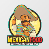 Das mexikanische Restaurant ist köstlich frisch Fensteraufkleber (Blatt)