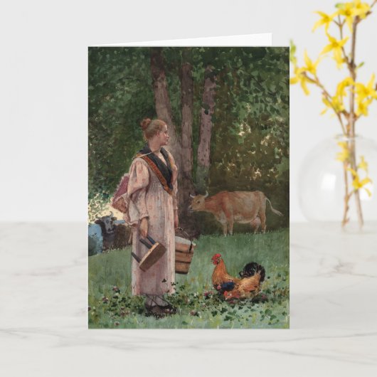 Das Milchmädchen | Winslow Homer Karte (Gelbe Blume)