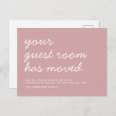 Das Minimalistische moderne Gästezimmer wurde neu Ankündigungspostkarte (Vorne/Hinten)