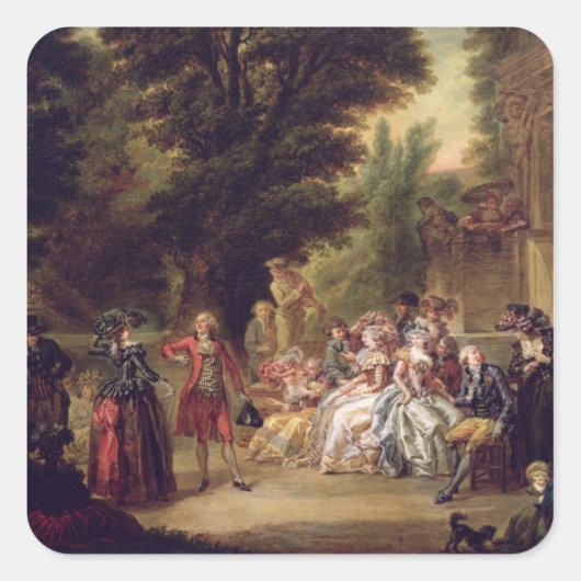 Das Minuet unter dem Eichenbaum, 1787 Quadratischer Aufkleber (Vorderseite)