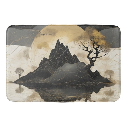 Das misty Mountain Black & Gold Badematte (Vorderseite)