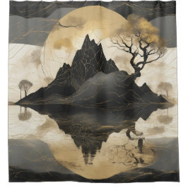 Das misty Mountain Black & Gold Duschvorhang