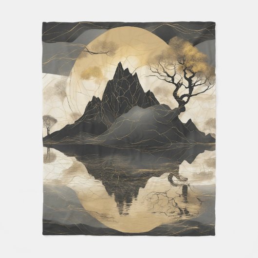 Das misty Mountain Black & Gold Fleecedecke (Vorderseite)