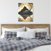 Das misty Mountain Black & Gold Leinwanddruck (Insitu (Schlafzimmer))
