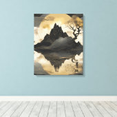 Das misty Mountain Black & Gold Leinwanddruck (Insitu (Holzboden))
