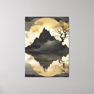Das misty Mountain Black & Gold Leinwanddruck