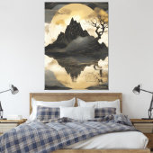 Das misty Mountain Black & Gold Leinwanddruck (Insitu (Schlafzimmer))
