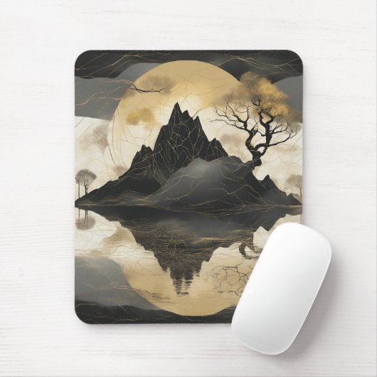 Das misty Mountain Black & Gold Mousepad (Mit Mouse)