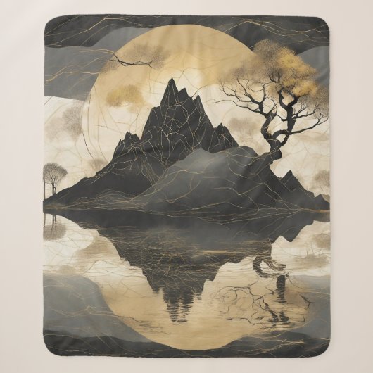 Das misty Mountain Black & Gold Sherpadecke (Vorderseite)