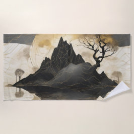 Das misty Mountain Black & Gold Strandtuch