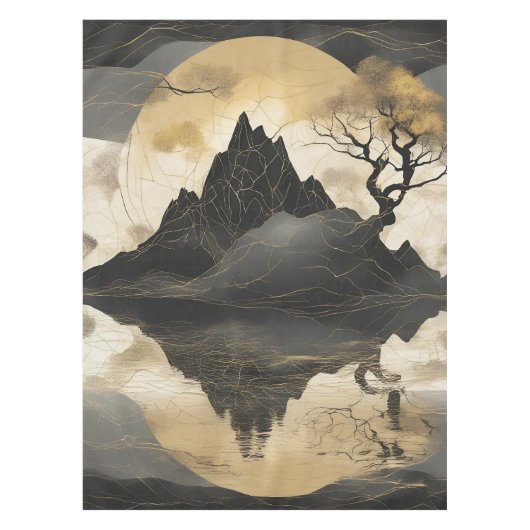 Das misty Mountain Black & Gold Tischdecke (Vorderseite)